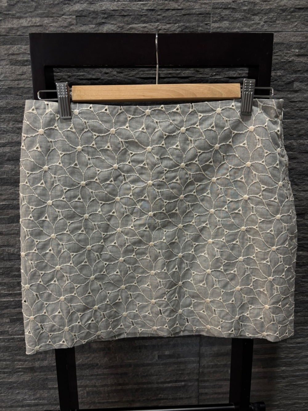 Michael Kors Embroidered Gray Floral Mini Skirt